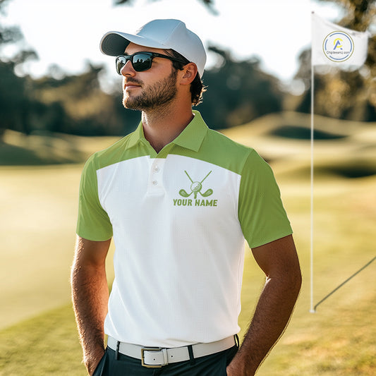 Funny Mens Golf Polo Shirts Custom Name Green Poodle Dog Golf Shirts Personalized NHN0079