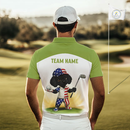 Funny Mens Golf Polo Shirts Custom Name Green Poodle Dog Golf Shirts Personalized NHN0079
