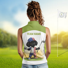 Load image into Gallery viewer, Funny Womens Sleeveless Golf Polo Shirt Custom Name Green Poodle Dog Golf Shirts Personalized NHN0079