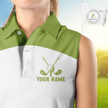 Load image into Gallery viewer, Funny Womens Sleeveless Golf Polo Shirt Custom Name Green Poodle Dog Golf Shirts Personalized NHN0079