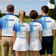 Load image into Gallery viewer, Womens Golf Polo Shirt Custom Blue Pattern Team Golf Tops, White Golf Golf Outfit For Women NHN0087