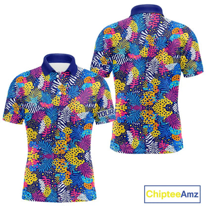 Colorful Paisley Pattern Mens Golf Polo Shirts Custom Tropical Golf Attire For Team NHN0147