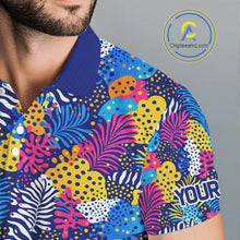 Load image into Gallery viewer, Colorful Paisley Pattern Mens Golf Polo Shirts Custom Tropical Golf Attire For Team NHN0147