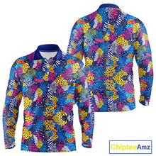 Load image into Gallery viewer, Colorful Paisley Pattern Long Sleeve Golf Polo Shirt Custom Tropical Golf Attire For Men NHN0147