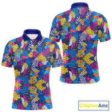 Load image into Gallery viewer, Colorful Paisley Pattern Mens Golf Polo Shirts Custom Tropical Golf Attire For Team NHN0147