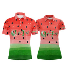 Load image into Gallery viewer, Watermelon Polo Shirt For Women Men, Heartbeat Couple Matching Golf Polo Shirt Custom Valentines Outfit NHN0148