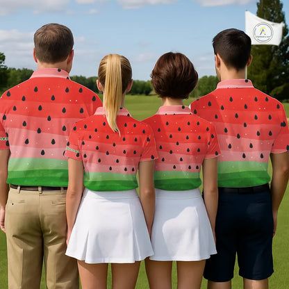 Watermelon Polo Shirt For Men Women, Heartbeat Couple Matching Golf Polo Shirt Custom Valentines Outfit NHN0148