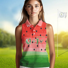 Load image into Gallery viewer, Watermelon Polo Shirt, Heartbeat Matching Sleeveless Golf Polo Shirt Custom Valentines Outfit NHN0148