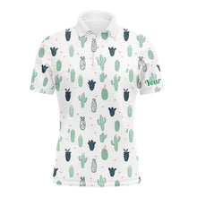 Load image into Gallery viewer, Funny Cactus Flower Pattern Mens Golf Polo Shirts Custom, Cactus Golf Shirt Personalized NHN0151