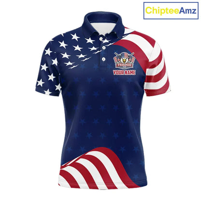 Funny Mens Golf Polo Shirt Custom Name American Flag Polo Shirt, 250 Years Of Freedom Patriotic Gift NHN0173