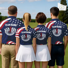 Load image into Gallery viewer, Funny Mens Golf Polo Shirt Custom Name American Flag Polo Shirt, 250 Years Of Freedom Patriotic Gift NHN0173