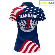 Load image into Gallery viewer, Funny Womens Golf Polo Shirt Custom Name American Flag Polo Shirt, 250 Years Of Freedom Patriotic Gift NHN0173