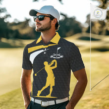 Load image into Gallery viewer, Black And Yellow Golf Ball Mens Golf Polo Shirts Custom Golf Outfits Men Golf Gifts For Men NHN0042
