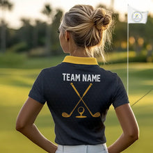 Load image into Gallery viewer, Black And Yellow Golf Ball Womens Golf Polo Shirts Custom Golf Outfits Golf Gifts For Women NHN0042