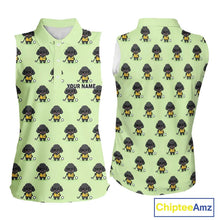 Load image into Gallery viewer, Green Womens Sleeveless Golf Polo Shirt Custom Ladies Golf Tops, Funny Poodle Dog Lover Gift NHN0068
