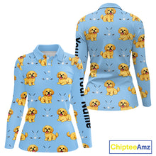 Load image into Gallery viewer, Womens Long Sleeve Golf Polo Shirt Custom Funny Cockapoo Pattern Team Ladies Golf Tops, Dog Lover Gift NHN0209