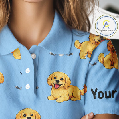 Womens Golf Polo Shirt Custom Funny Cockapoo Pattern Team Ladies Golf Tops, Dog Lover Gift NHN0209