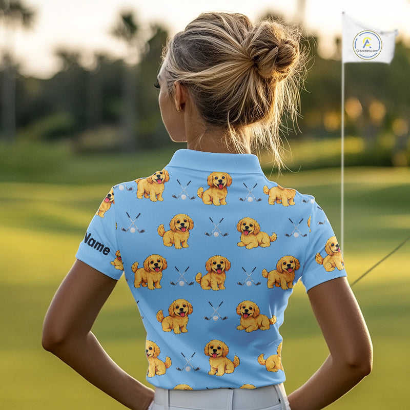 Womens Golf Polo Shirt Custom Funny Cockapoo Pattern Team Ladies Golf Tops, Dog Lover Gift NHN0209