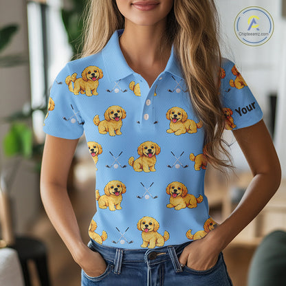 Womens Golf Polo Shirt Custom Funny Cockapoo Pattern Team Ladies Golf Tops, Dog Lover Gift NHN0209