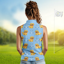 Load image into Gallery viewer, Womens Sleeveless Golf Polo Shirt Custom Funny Cockapoo Pattern Team Ladies Golf Tops, Dog Lover Gift NHN0209