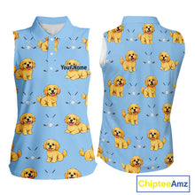 Load image into Gallery viewer, Womens Sleeveless Golf Polo Shirt Custom Funny Cockapoo Pattern Team Ladies Golf Tops, Dog Lover Gift NHN0209