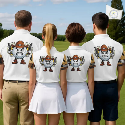 Funny Womens Golf Polo Shirts Custom Cowboy Golf Ball Camo Pattern Golf Outfits, Best Golf Gifts NHN0103