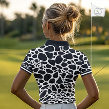 Load image into Gallery viewer, Womens Golf Polo Shirt Custom White Animal Mix Leopard Skin Prints Pattern Team Golf Tops, Golf Gift NHN0230