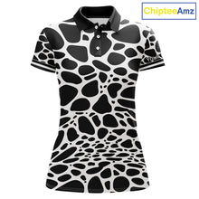 Load image into Gallery viewer, Womens Golf Polo Shirt Custom White Animal Mix Leopard Skin Prints Pattern Team Golf Tops, Golf Gift NHN0230