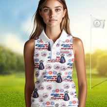 Load image into Gallery viewer, America 250th Anniversary Womens Sleeveless Golf Polo Shirt Patriotic USA Golf Shirts, Golf Gift NHN0233