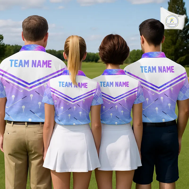 Argyle Womens Golf Polo Shirt Custom Pink & Purple Plaid Golf Clubs Pattern Team Golf Top, Golf Gifts NHN0116