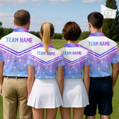 Argyle Womens Golf Polo Shirt Custom Pink & Purple Plaid Golf Clubs Pattern Team Golf Top, Golf Gifts NHN0116