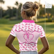 Load image into Gallery viewer, Funny Womens Golf Polo Shirts Custom Pink Frog Pattern Golf Attire For Ladies Personalized Golf Gifts NHN0137