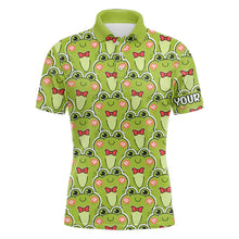 Load image into Gallery viewer, Funny Green Frog Pattern Mens Golf Polo Shirt Custom Golf Attire For Men, Golfer Gift NHN0146
