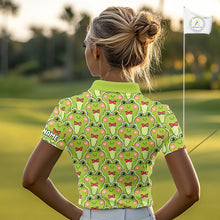 Load image into Gallery viewer, Funny Green Frog Pattern Womens Golf Polo Shirts Custom Golf Attire For Ladies, Golfer Gift NHN0146