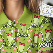 Load image into Gallery viewer, Funny Green Frog Pattern Womens Golf Polo Shirts Custom Golf Attire For Ladies, Golfer Gift NHN0146