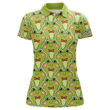 Load image into Gallery viewer, Funny Green Frog Pattern Womens Golf Polo Shirts Custom Golf Attire For Ladies, Golfer Gift NHN0146