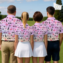 Load image into Gallery viewer, Mens Golf Polo Shirts Custom Funny Flamingo Heart Pattern Team Golf Tops For Men, Golf Gifts NHN0176