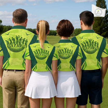 Green Camo Mens Golf Polo Shirt Custom Camouflage Golf Ball Golf Top For Team, Golfer Gift NHN0178