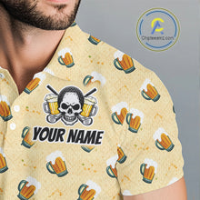 Load image into Gallery viewer, Mens Golf Polo Shirt Beer Skull Golf Pattern Custom Team Golf Tops For Men, Funny Golf Gifts NHN0200