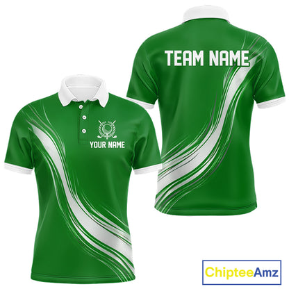 Green And White Mens Golf Polo Shirt Custom Name Golf Shirts For Team Personalized Golf Gifts NHN0095