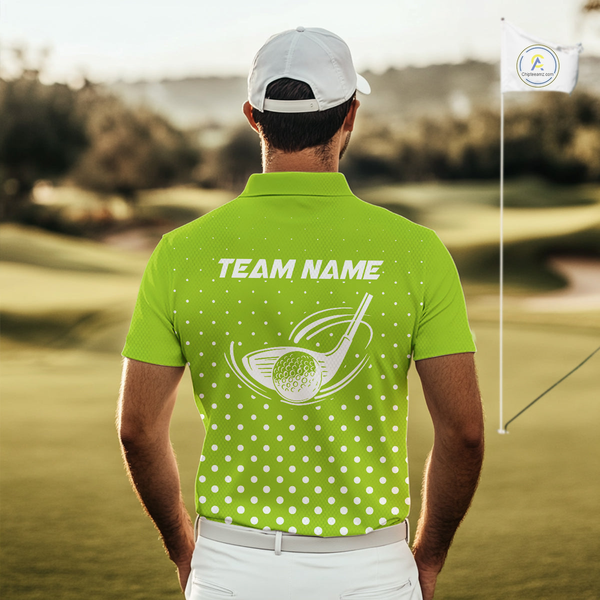 Funny Dinosaur Mens Golf Polo Shirt Green Pattern Custom Dinosaur Golf Shirts For Men NHN0100