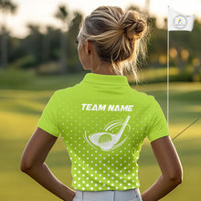 Load image into Gallery viewer, Funny Dinosaur Womens Golf Polo Shirt Custom Name Green Pattern Dinosaur Golf Shirts For Ladies NHN0100