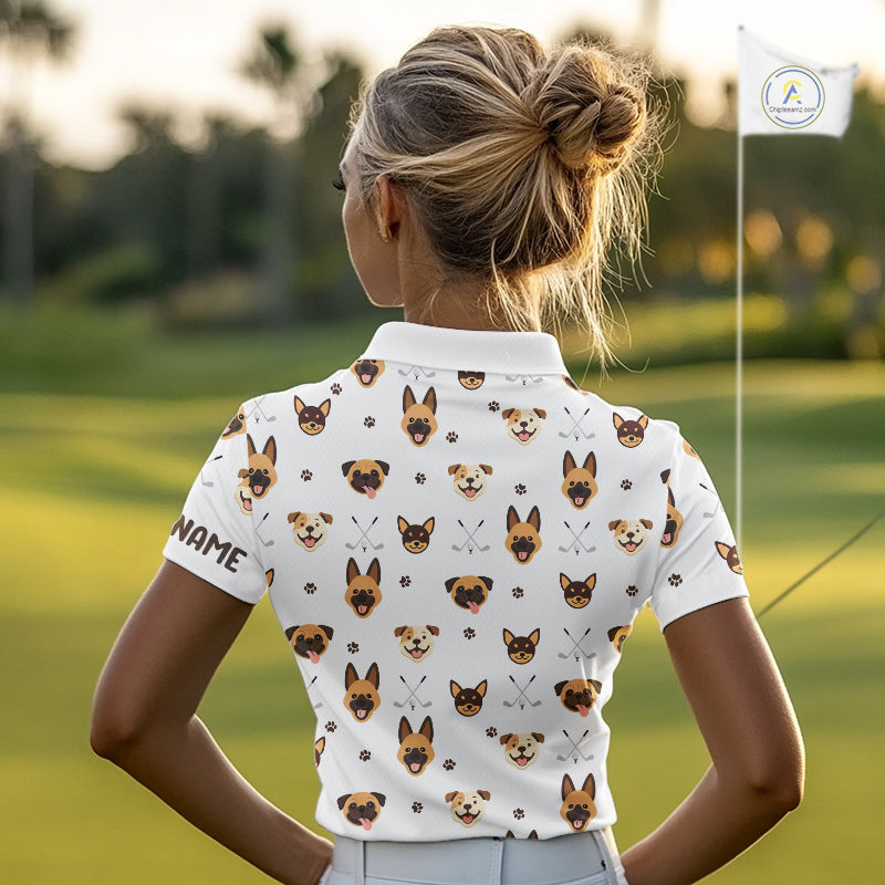 Funny Womens Golf Polo Shirt Custom Dog Golf Shirts White Golf Polo For Ladies, Golf Gifts NHN0108