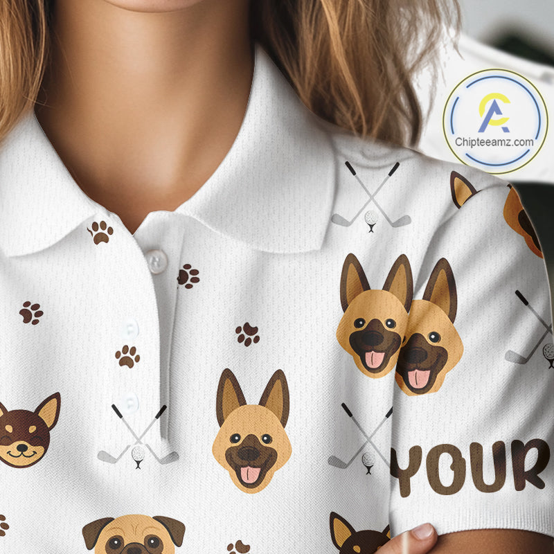 Funny Womens Golf Polo Shirt Custom Dog Golf Shirts White Golf Polo For Ladies, Golf Gifts NHN0108