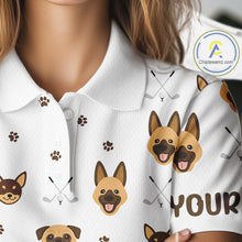 Load image into Gallery viewer, Funny Womens Golf Polo Shirt Custom Dog Golf Shirts White Golf Polo For Ladies, Golf Gifts NHN0108