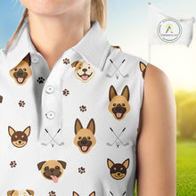 Load image into Gallery viewer, Funny Womens Sleeveless Golf Polo Shirt Custom Dog Golf Shirts White Golf Polo For Ladies, Golf Gifts NHN0108
