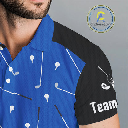 Blue And White Mens Golf Polo Shirt Custom Black Golf Shirts For Men, Golf Gifts Apparel NHN0109