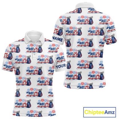USA 250th Anniversary Mens Golf Polo Shirt Custom Golf Pattern Patriotic Independence Golf Tops NHN0234