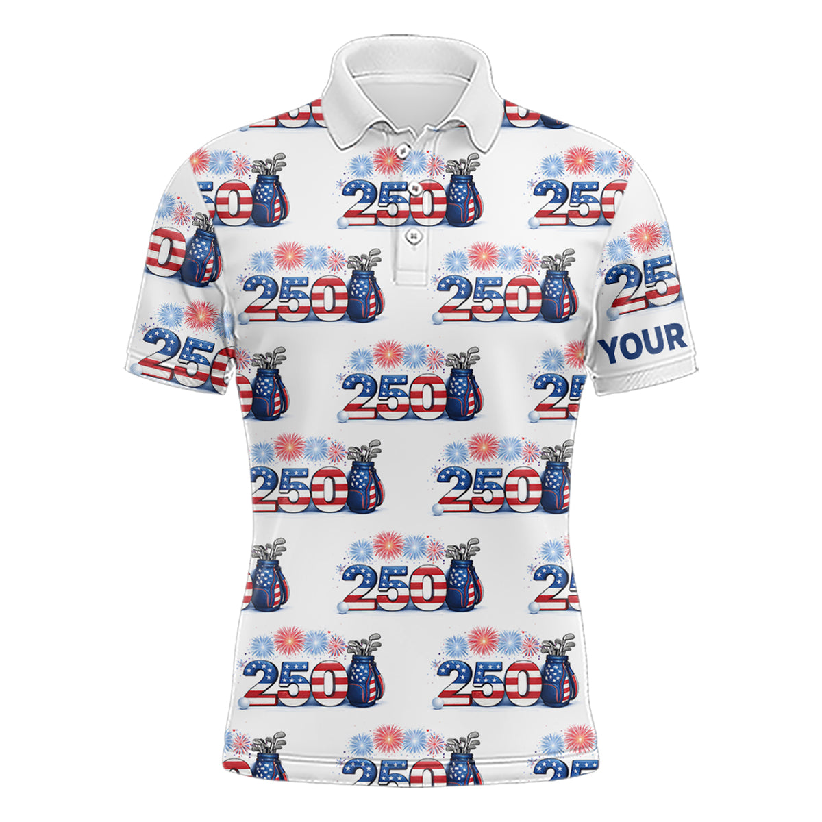 USA 250th Anniversary Mens Golf Polo Shirt Custom Golf Pattern Patriotic Independence Golf Tops NHN0234