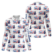 Load image into Gallery viewer, USA 250th Anniversary Womens Long Sleeve Golf Polo Shirt Custom Golf Pattern Patriotic Golf Tops NHN0234